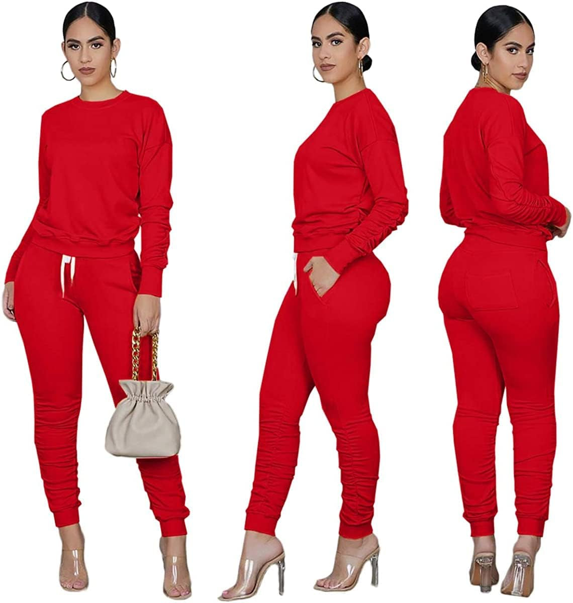 Women'S Two Piece Outfit Joggers Sets Lounge Sweatsuit Tracksuit Sweatpants Sets with Pocket