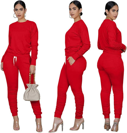 Women'S Two Piece Outfit Joggers Sets Lounge Sweatsuit Tracksuit Sweatpants Sets with Pocket