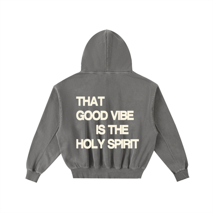 Frayed Enzyme Washed Fleece Hoodie