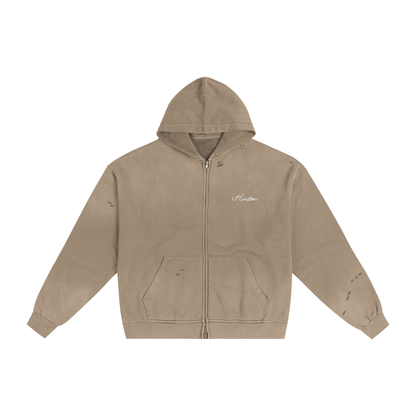 Hand-Frayed Sunfade Zip Hoodie frap