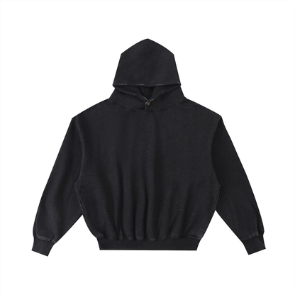 Frayed Enzyme Washed Fleece Hoodie