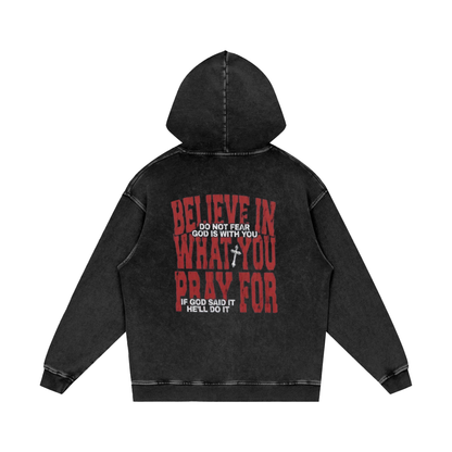 Snow Washed Loose Cotton Hoodie