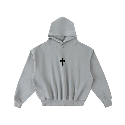 Frayed Enzyme Washed Fleece Hoodie