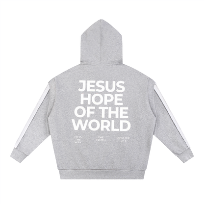 Contrast Tape Raw Edge Double Layered Hoodie