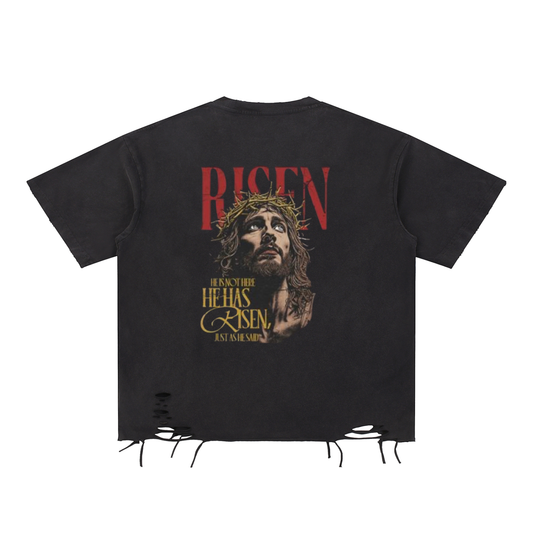 Snow Washed Raw-Hem T-Shirt