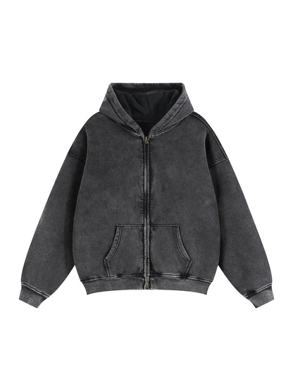 Zip-Through Boxy Fleece Hoodie