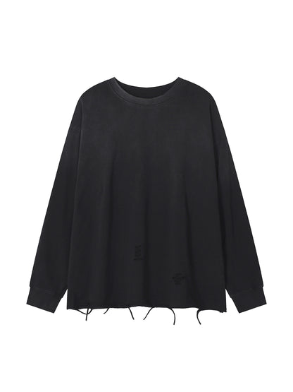 Snow Wash Raw Edge Cotton T-Shirt