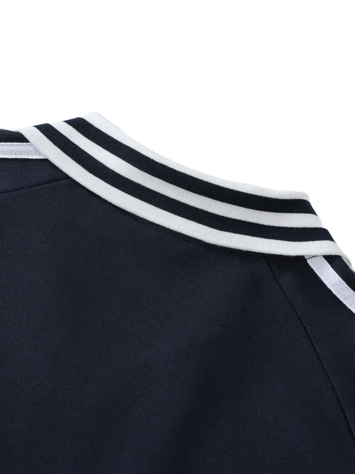 Contrast Striped Lapel Collar Sweatshirt